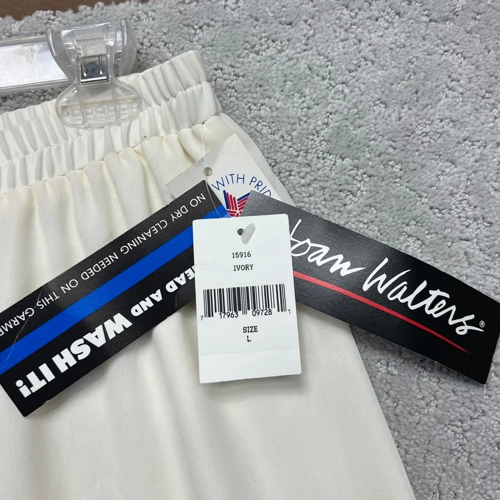 VINTAGE Joan Walters Pants Womens Large Ivory Wide Leg Palazzo Sheer Overlay NWT